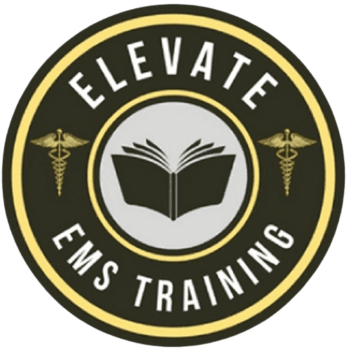 Elevate EMS Training logo with book and medical symbols.